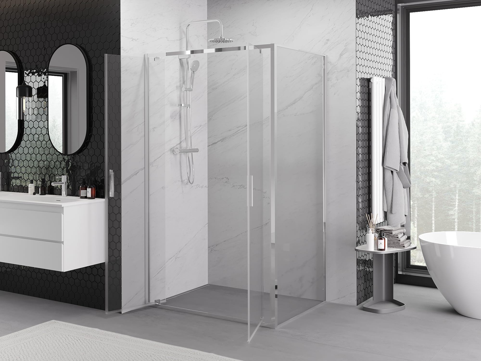 Mexen Exo Box Doccia Orientabile 120x90 Trasparente Cromo