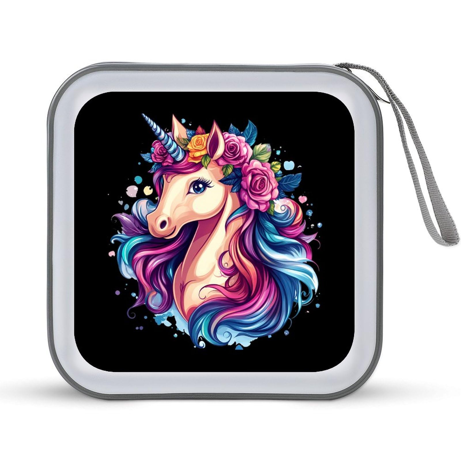 Flower Un-icorn CD Case Portable DVD Holder Storage Organizer for Home Travel
