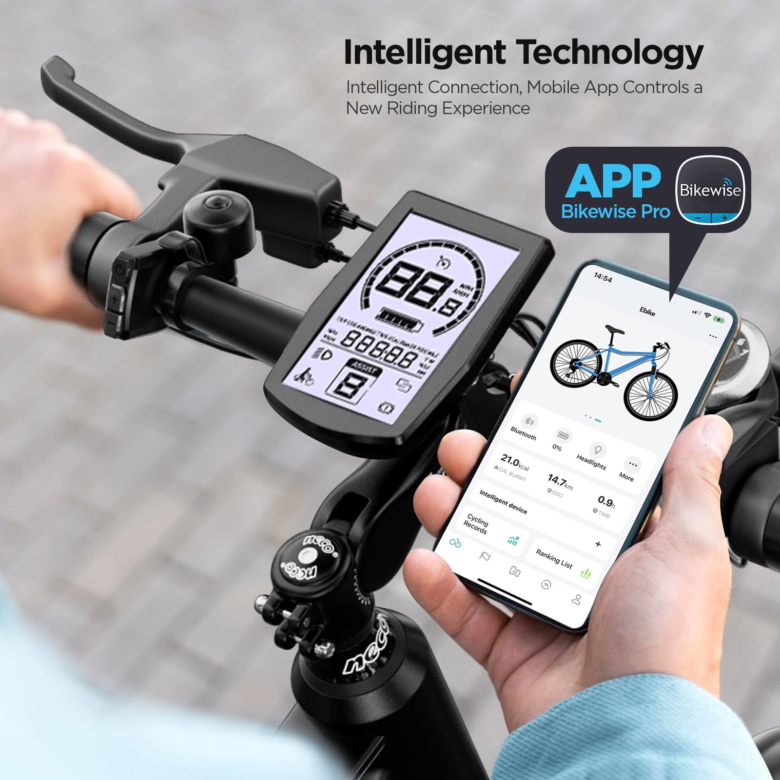 Elektrofahrrad, 26-27 Zoll, Reichweite 90-100 km, 250 Watt Leistung, mit Korb, Display und APP.