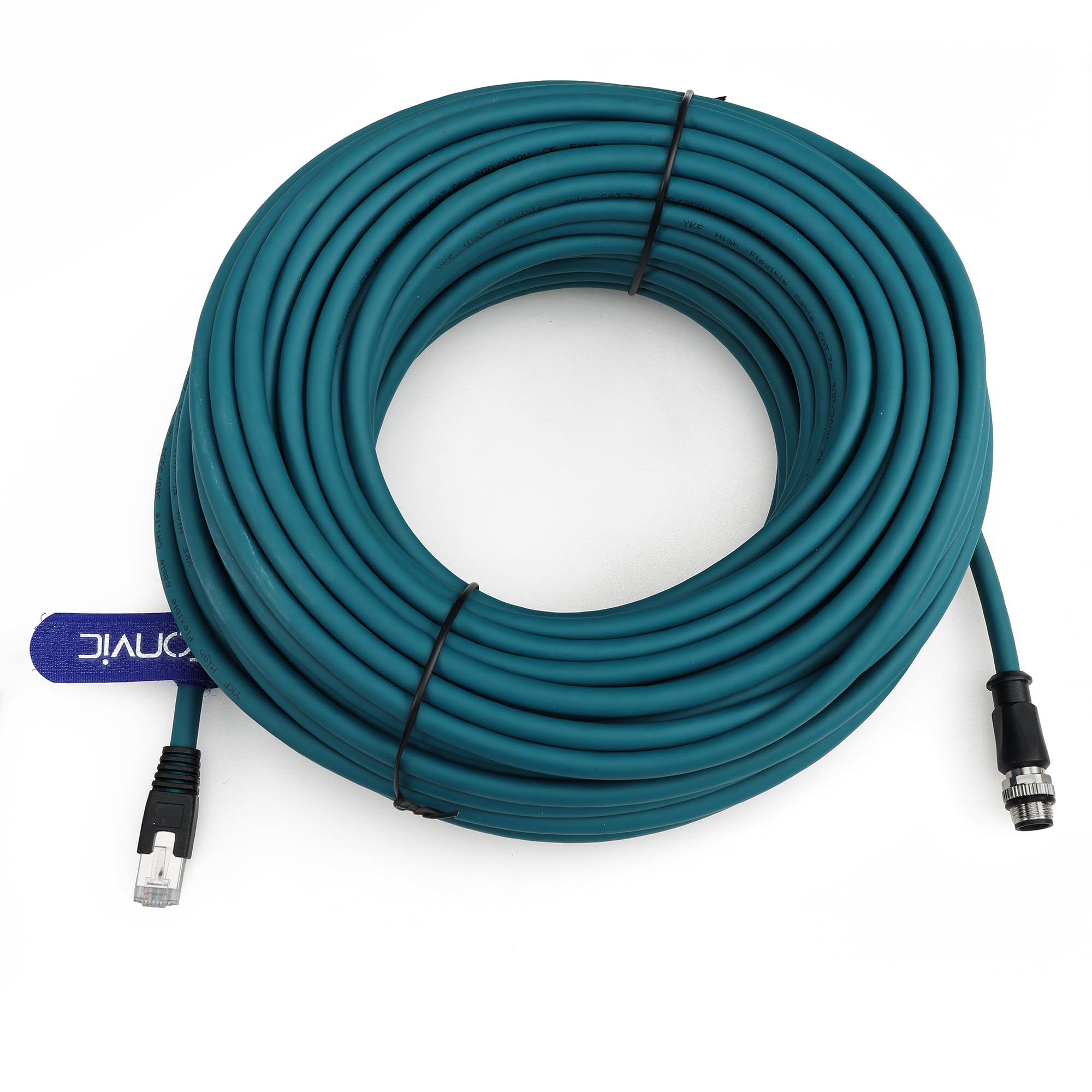 Connecteur Ethernet industriel M12 vers RJ45 8 broches A pour capteur de code Gigabit Ethernet Cat-6 Câble blindé très flexible pour caméra industrielle Cognex (30 m, bleu)
