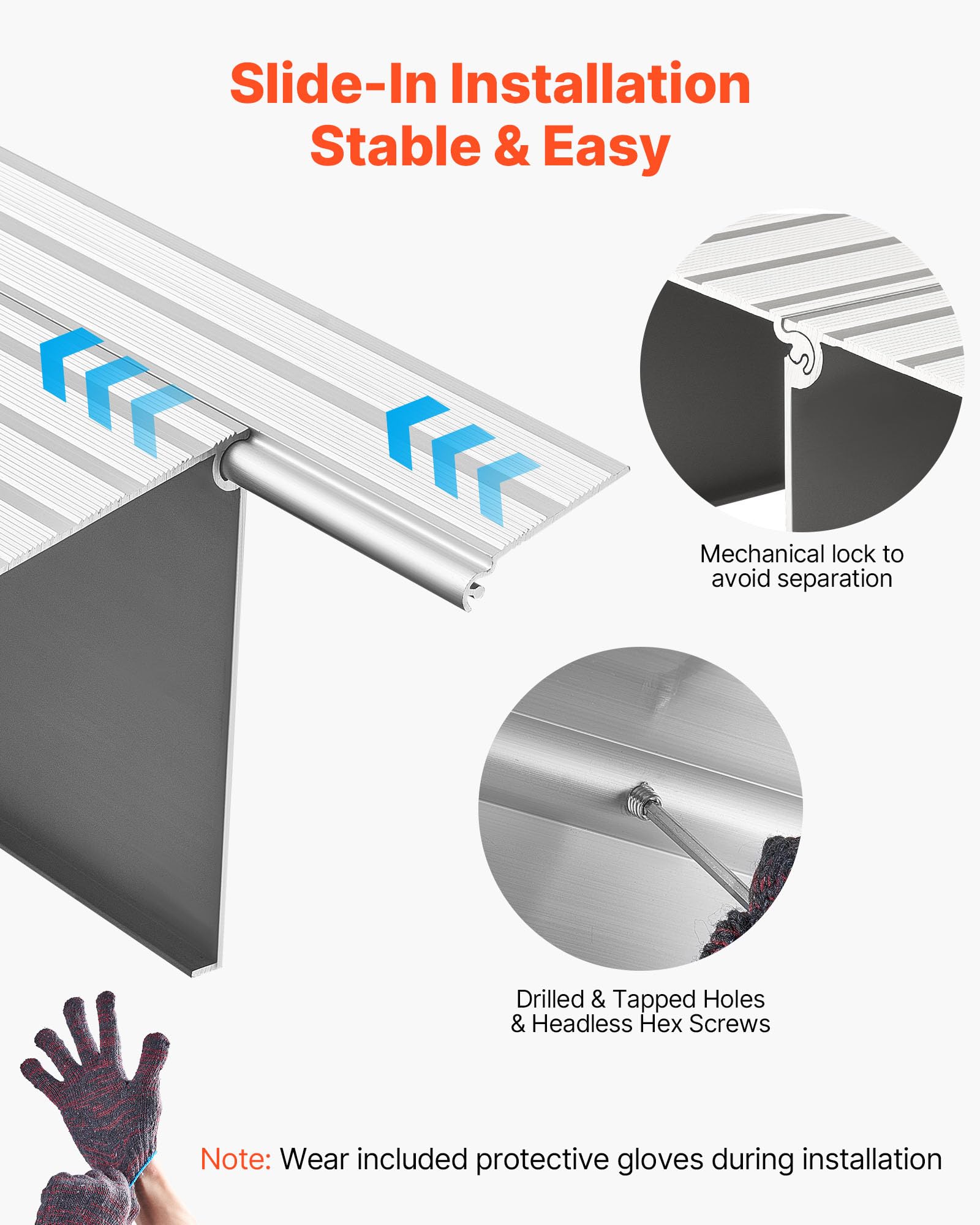 VEVOR Rampa de Umbral 677x865x138 mm, Rampa de Aleación de Aluminio para Bordillos Entrada, Capacidad de Carga de 362,9 kg, para Sillas de Ruedas, Scooters, Sillas Eléctricas, Escaleras de Casa