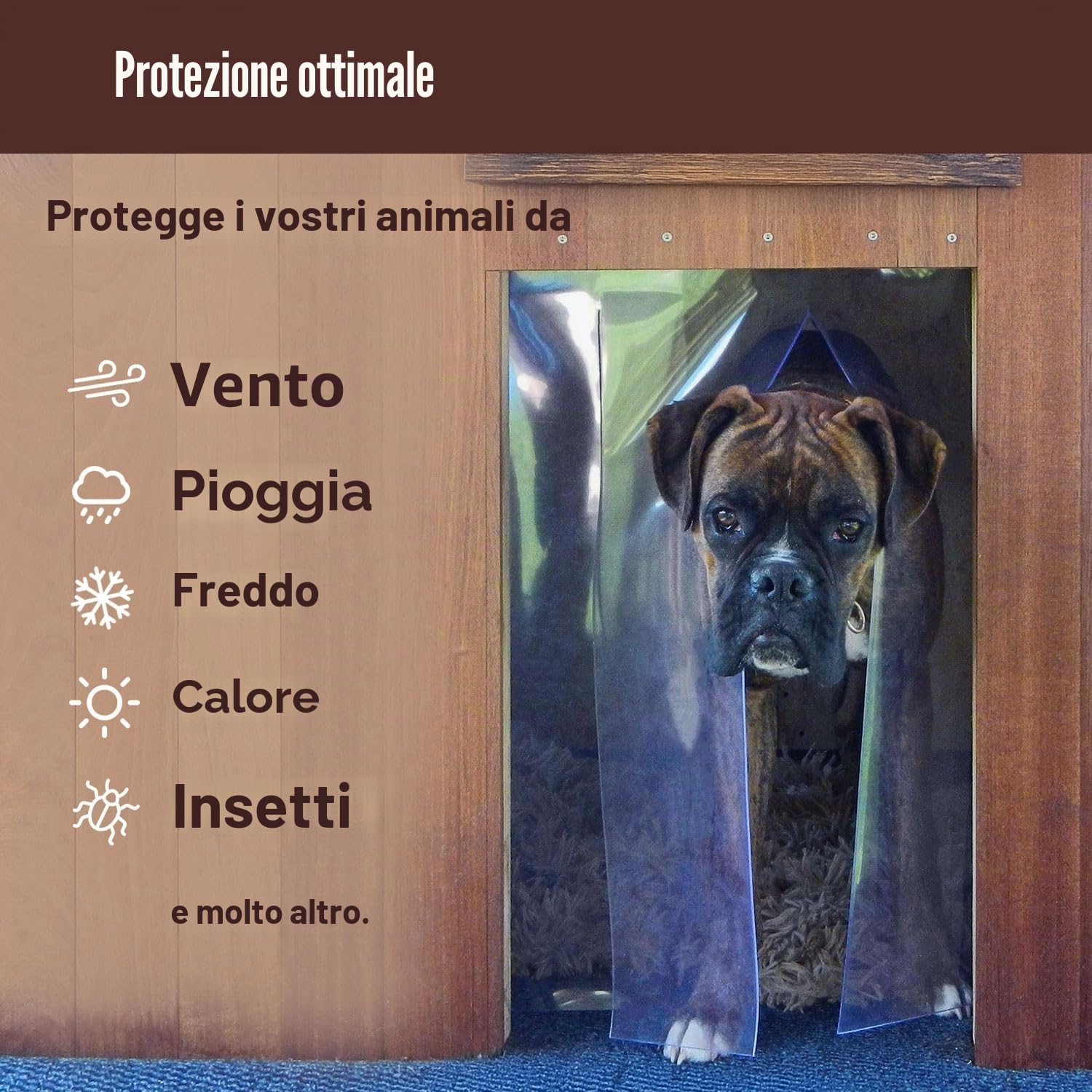 Zettl GmbH Tenda a lamelle per piccoli animali, LxH 40x60cm. Tenda a strisce in PVC per cucce per cani, gattaiole, stalle, aperture nel capanno da giardino, in officina.