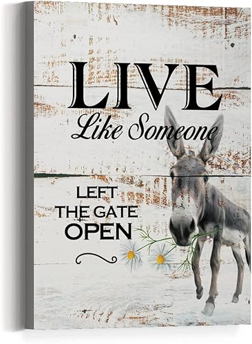 Miniatura 6 de Lienzo decorativo para pared con diseño de granja campestre, diseño de vaca divertida Live Like Someone Left The Gate Open Retro Style Impresiones