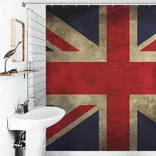 British Flag Shower Curtain for Bathroom Bathtub Waterproof Bath Curtain with 12 Hooks 7 Metal Grommets Machine Washable Polyester Window & Door Curtains Room Divider Decor 72x72