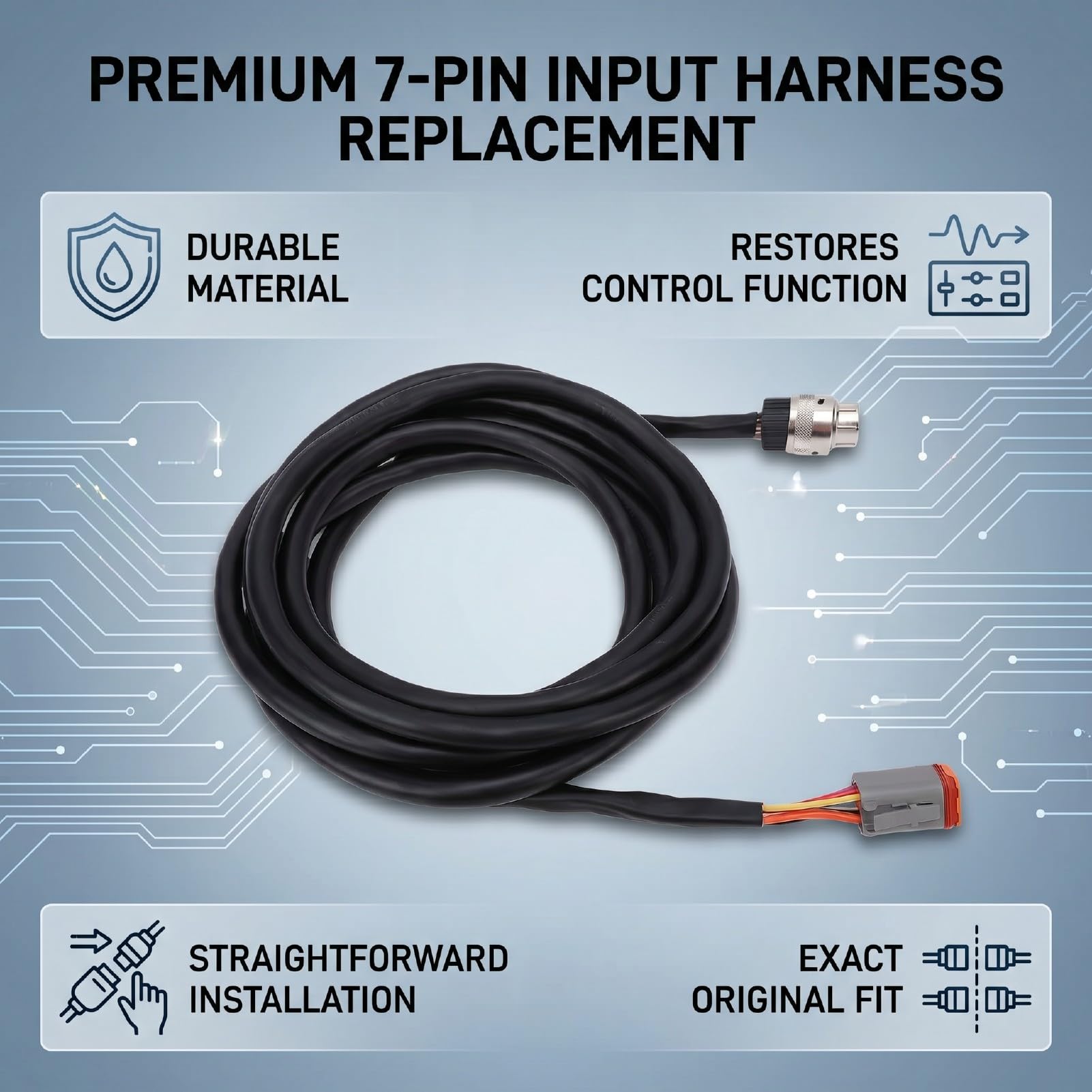 XUMIUZIY 7 Pin Input Harness Replacement for S160 | Trwały materiał PVC, wodoodporna konstrukcja, stabilne połączenie, łatwa instalacja