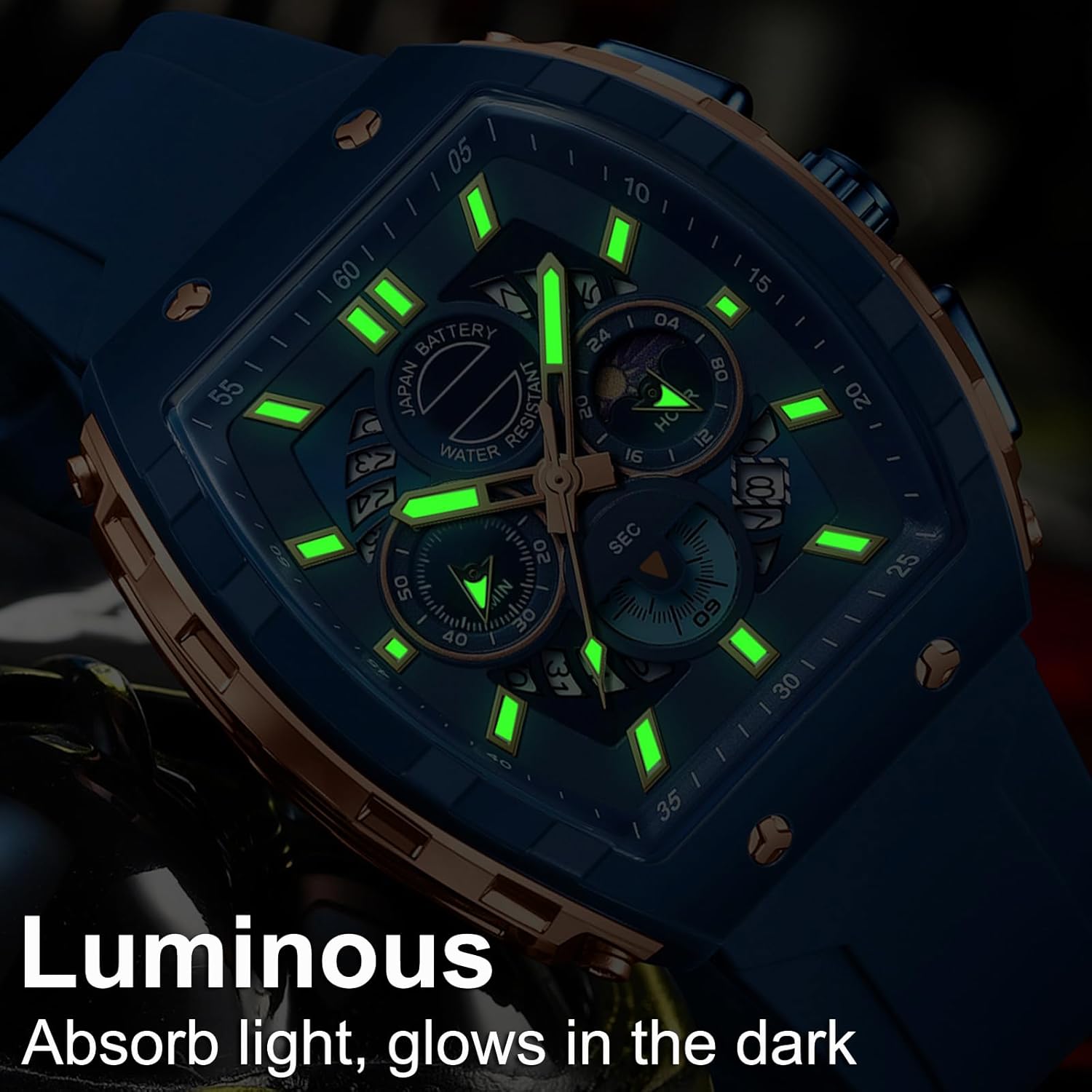 findtime Watches for Men Relojes para Hombres Unique White Blue Gold Wrist Watch Waterproof Sport Military Big Face Chronograph Analog Quartz Watch