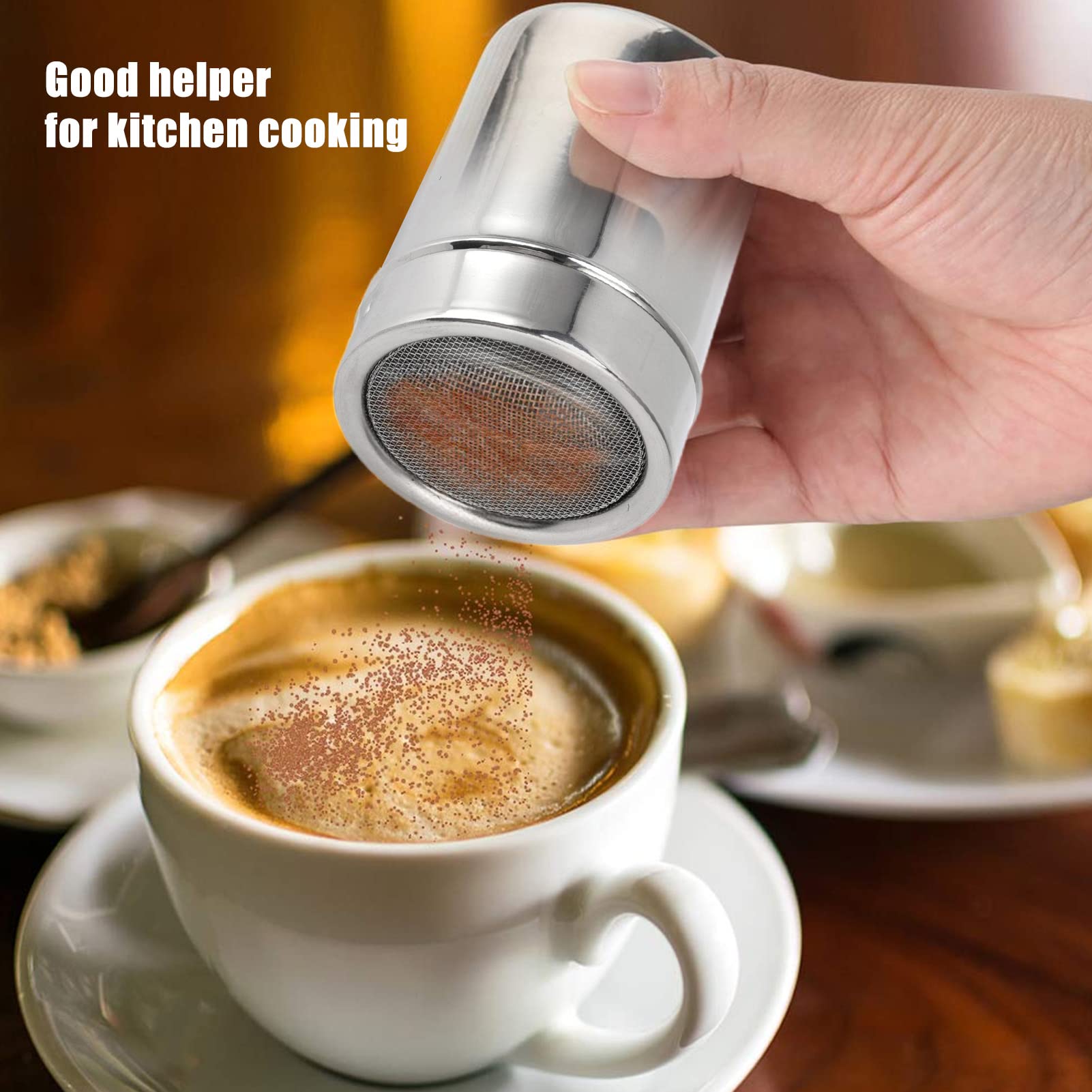 Powder Sugar Shaker, 2 Pcs Fine Mesh Shaker Stainless Steel Coffee Powder Sieve Shaker Cocoa Shaker Powder Sifter for Icing Sugar Cocoa