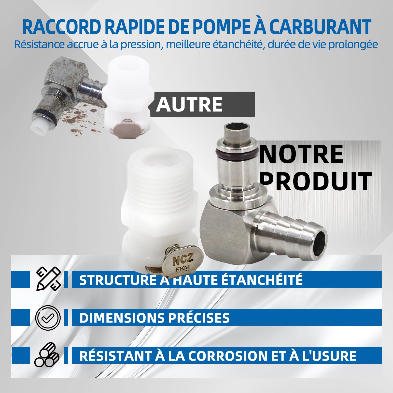 Kit de réparation de pompe à carburant avec raccord rapide en laiton compatible avec BMW R1200GS/R1200R/R1200RT/K1200R/K1200S/K1200GT, connecteur de rechange pour conduite de carburant