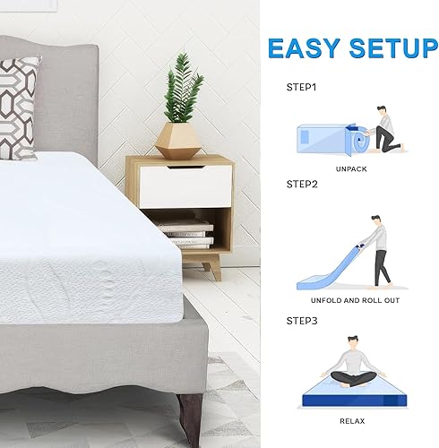 Miniatura 6 de Colchón de espuma viscoelástica de gel tamaño individual de 8 pulgadas, sensación de firmeza media, transpirable, sueño fresco y alivio de presión,