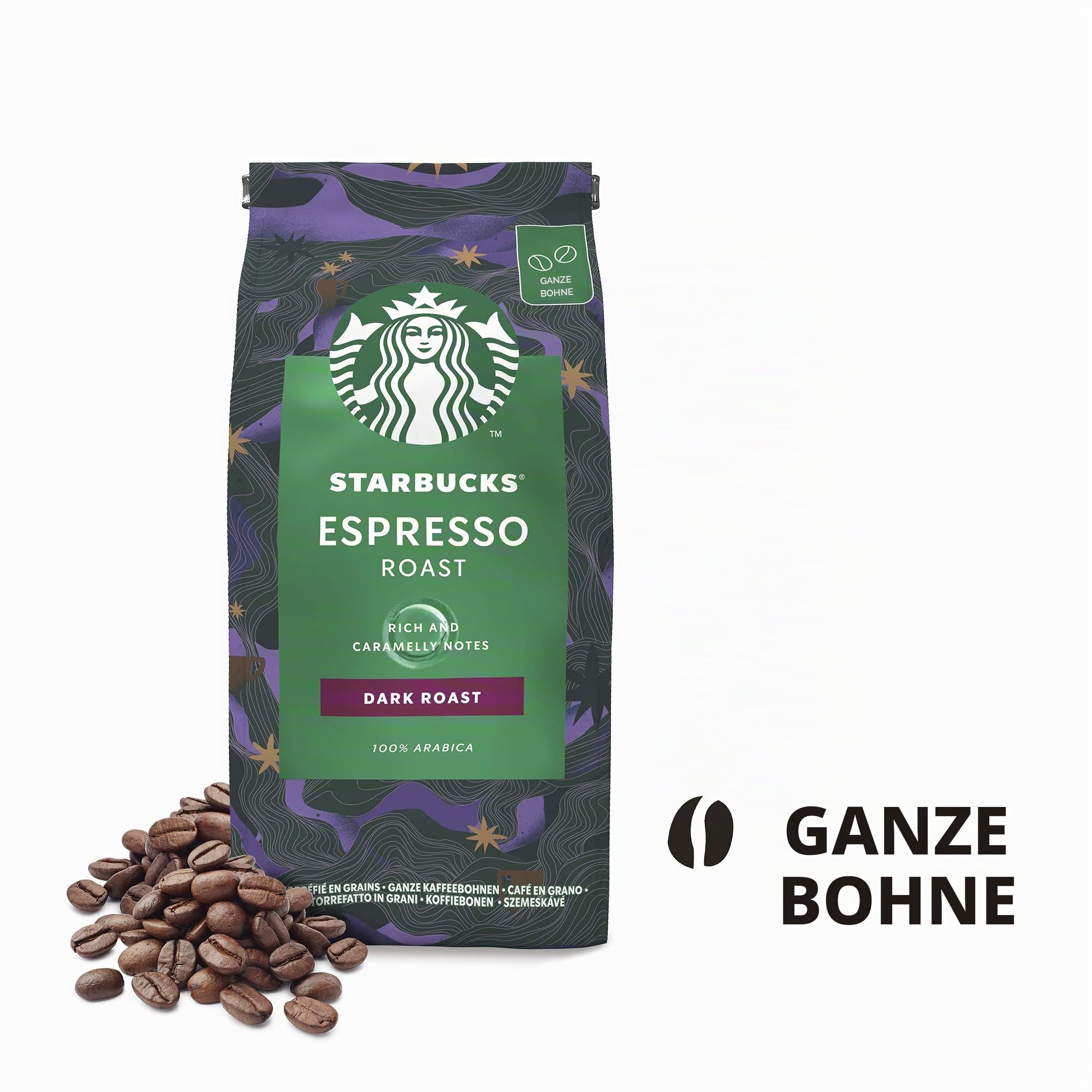 STARBUCKS Espresso Roast Ganze Kaffeebohnen, Dunkle Röstung (6 x 200g) & Caffe Verona Filterkaffee, Röstkaffee gemahlen, Dunkle Röstung (6 x 200g)