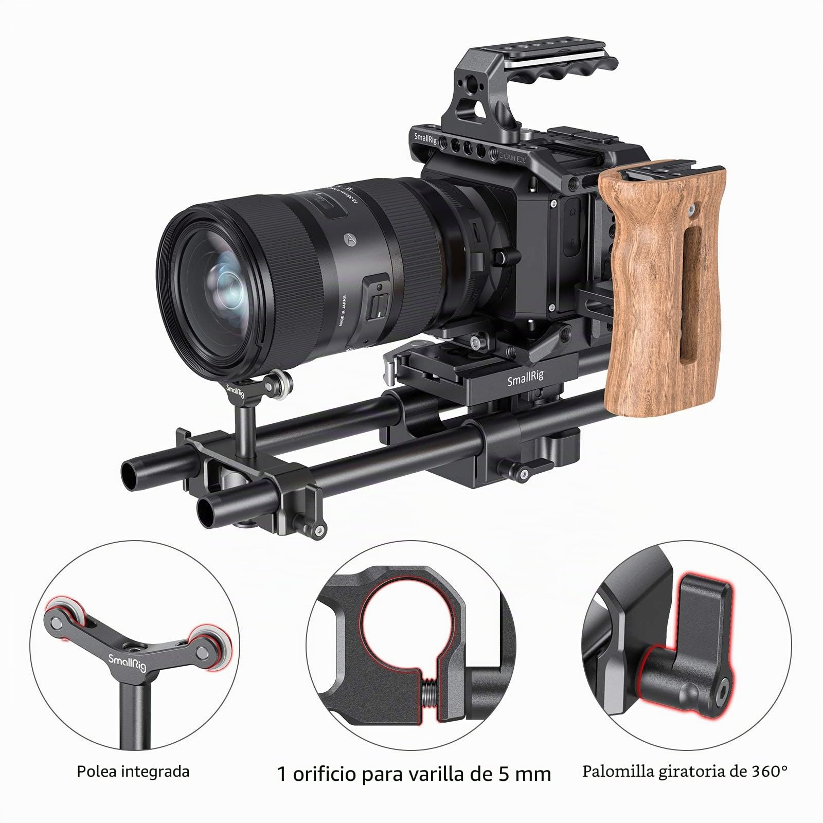 SMALLRIG LWS 15mm len Support Soporte Lente Compatible con Lente de 73mm a 108mm de Diámetro - 2727