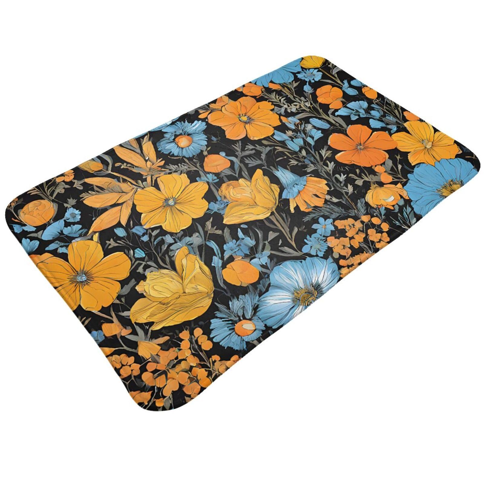 Hippie Pattern Print Living Room Bathroom Kitchen Anti Slip and Absorbent Carpet, Indoor Entrance Door Muddy Floor Mat, Ultra Soft Washable Carpet 21x31.5 Inches