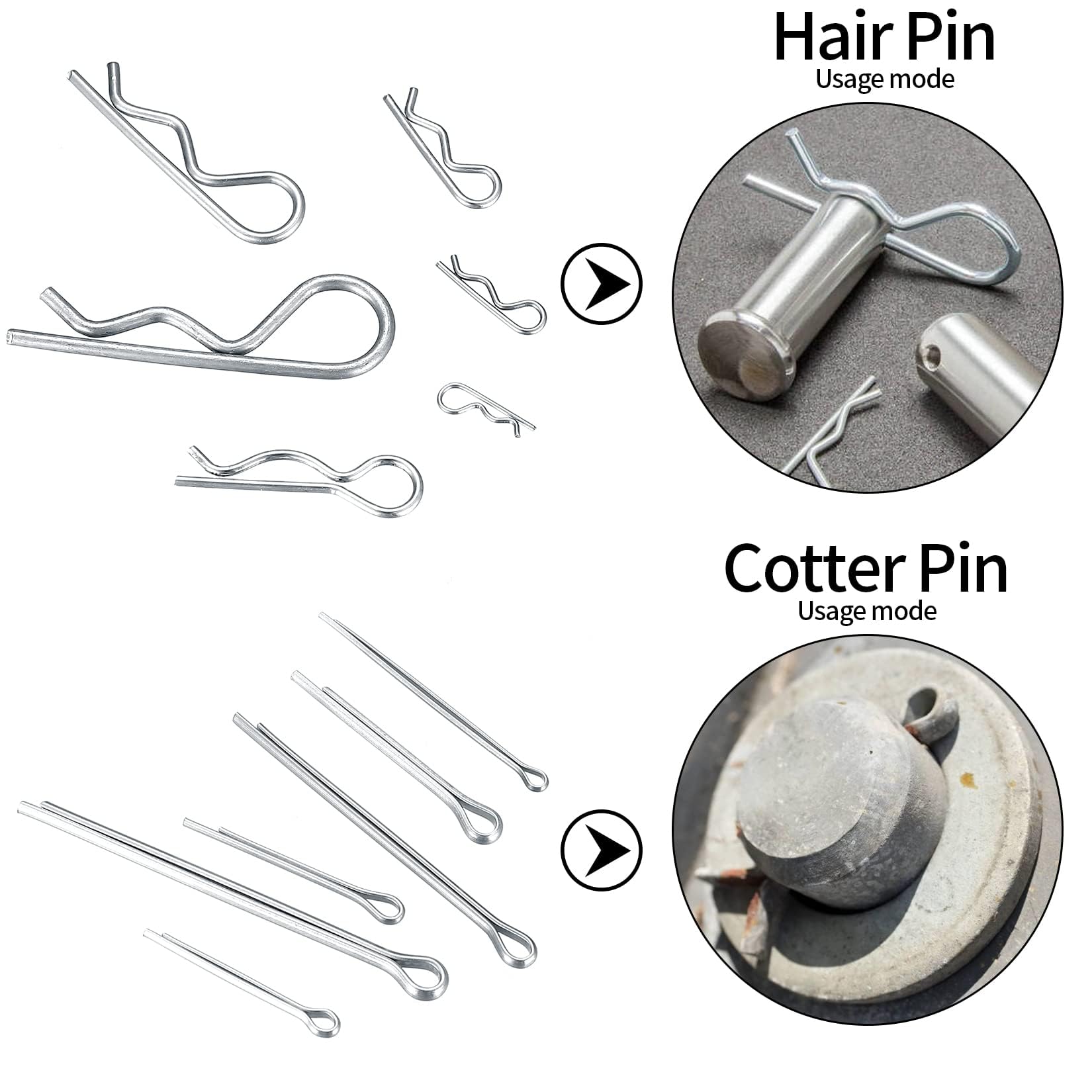 210 Pezzi Coppiglie Spaccate e Copiglie R Clips, Coppiglie Mollette a R, Morsetti a R, Coppiglie di Sicurezza R Clips Assortimento Kit per Trattori Auto Camion