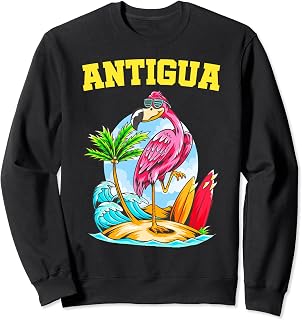 Antigua Flamingo Ocean Wave Surfboard Sweatshirt