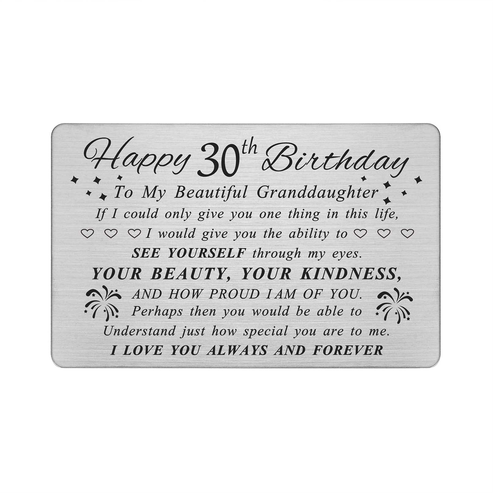 DEGASKEN Granddaughter 30th Birthday Card - Happy 30th Birthday Card for Granddaughter - Birthday Gifts for 30 Year Old Granddaughters - Beautiful