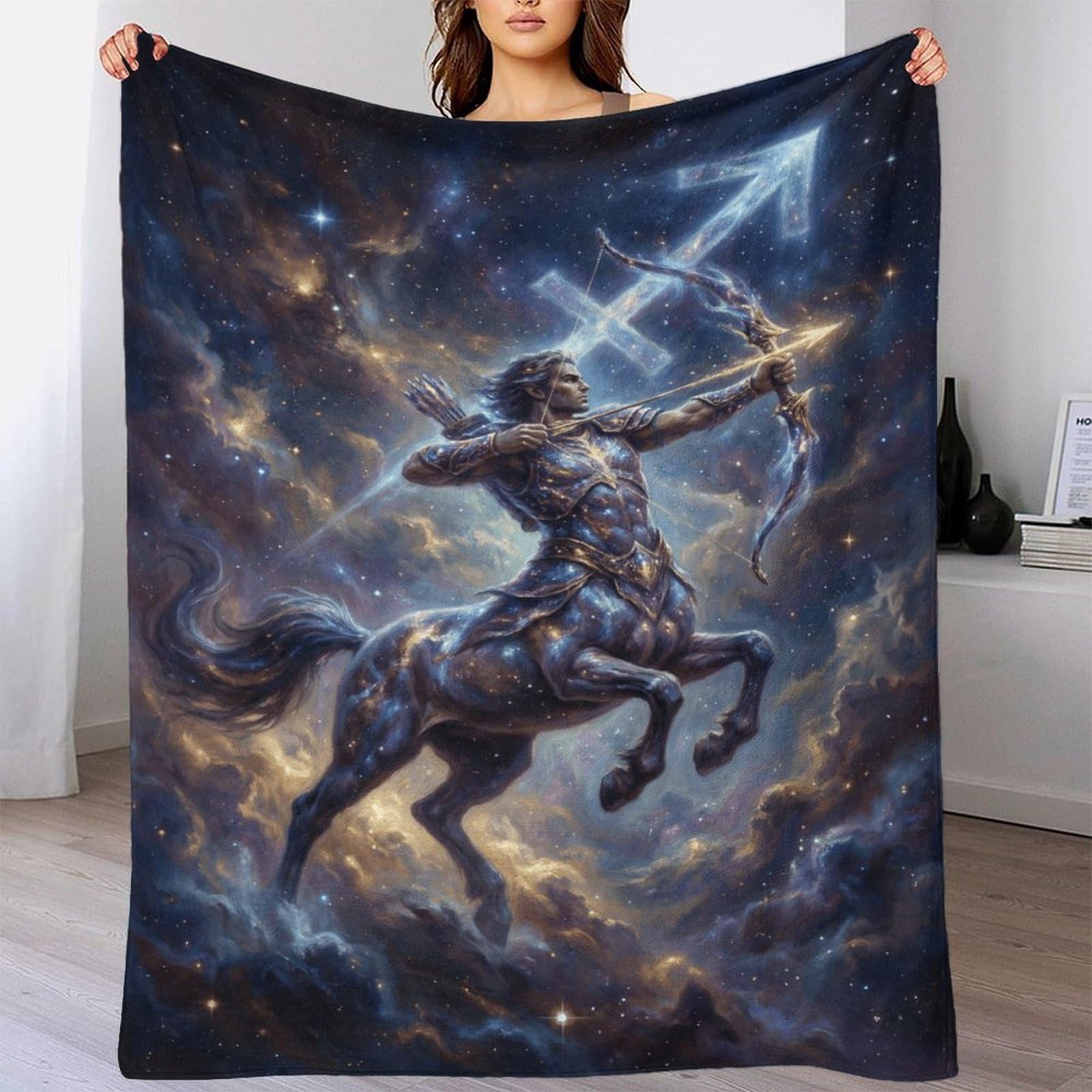 W7C8U2X3 Sagittarius Zodiac for for Flannel Throw Blanket, Guest Bed Room