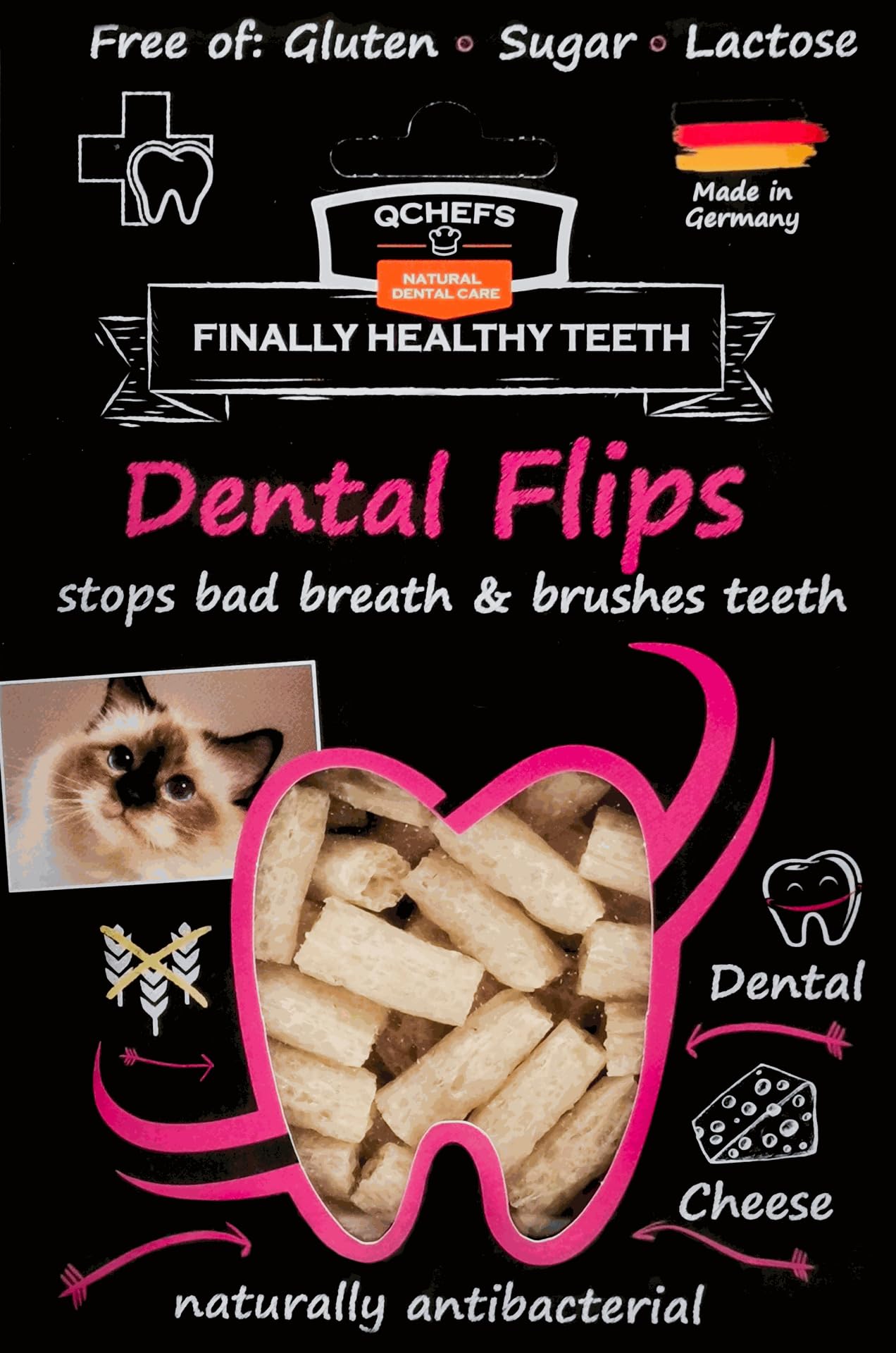 Qchefs Dental Flips: Dental Care Cat Stick Chewing Antibacterial Teeth Cleaning with Tartar