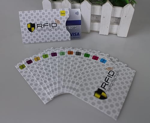 Miniatura 7 de Juego de 12 fundas de bloqueo RFID, 12 fundas protectoras para tarjetas de crédito, protección contra robo de identidad, diseño delgado para