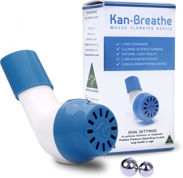 Natural Lung Exerciser & Mucus Removal Device - Naturally Clear Mucus From Airways & Improve Lung Capacity With This OPEP Respiratory Breathing Exercise Device - Made in Australia White