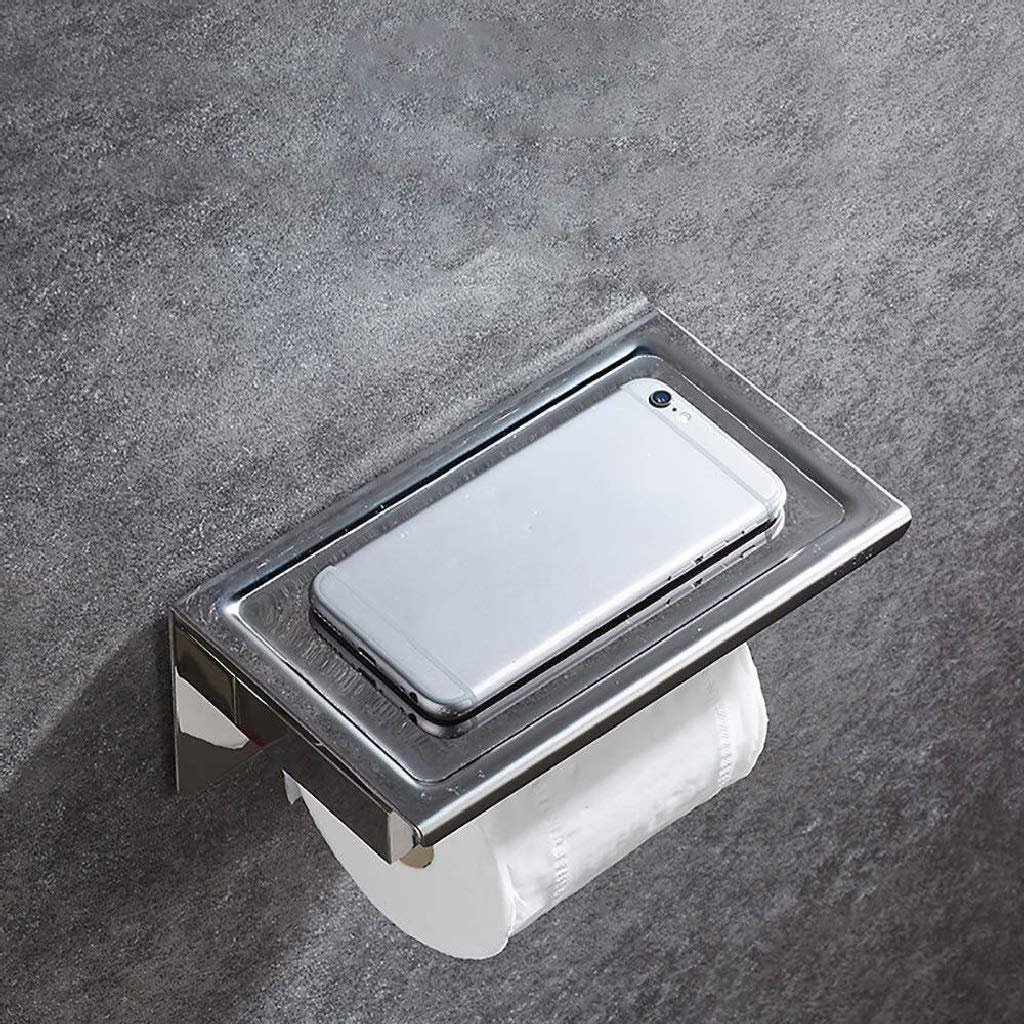 Stały uchwyt na papier toaletowy, Stainless Steel Toilet Paper Holder With Shelf Wall Mounted For Bathroom 190x115x94mm