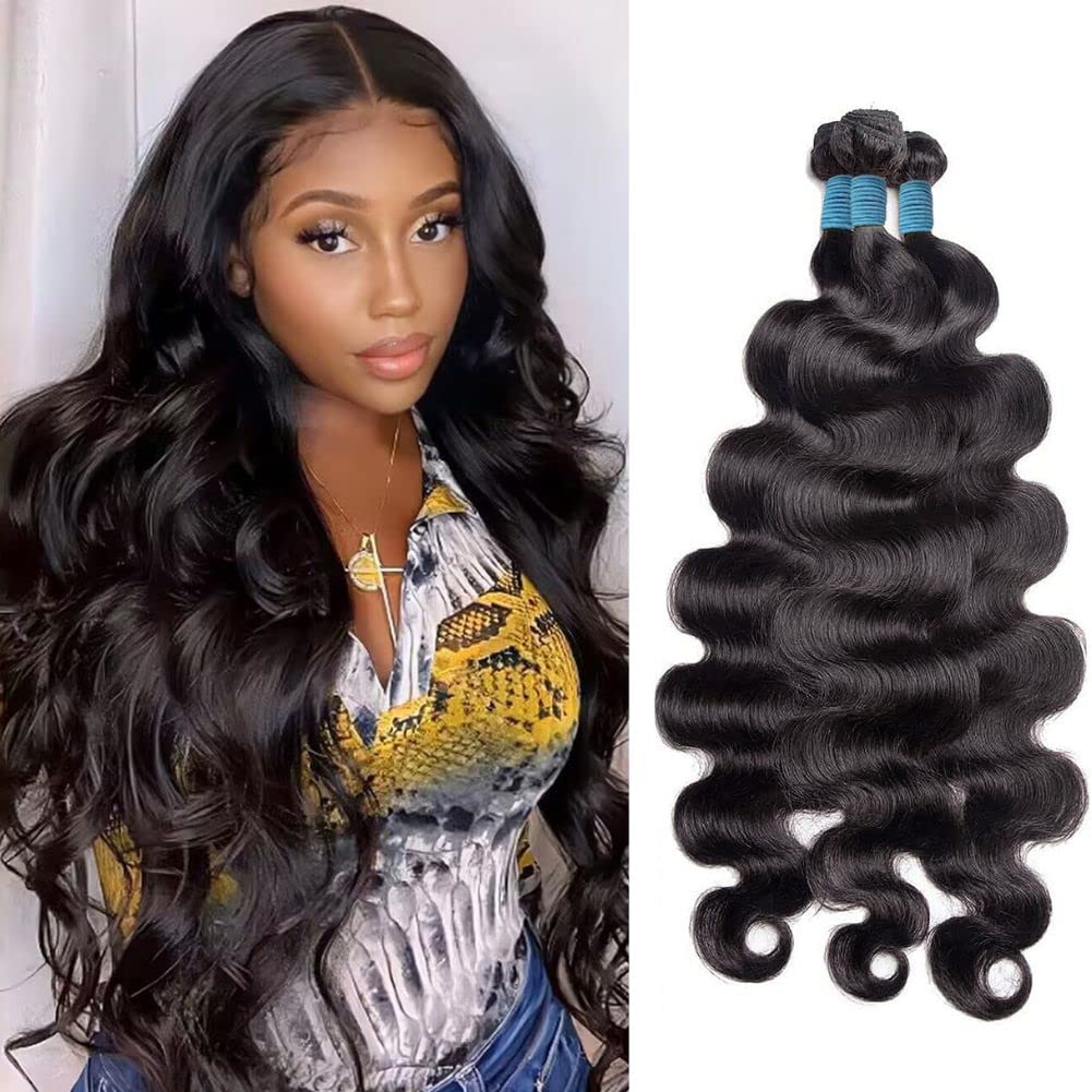 Body Wave Human Hair 3 Bundles 22 24 26 Inch 100% Unprocessed Brazilian Virgin Human Hair Weave Bundles Body Wave Hair Extensions Natural Color
