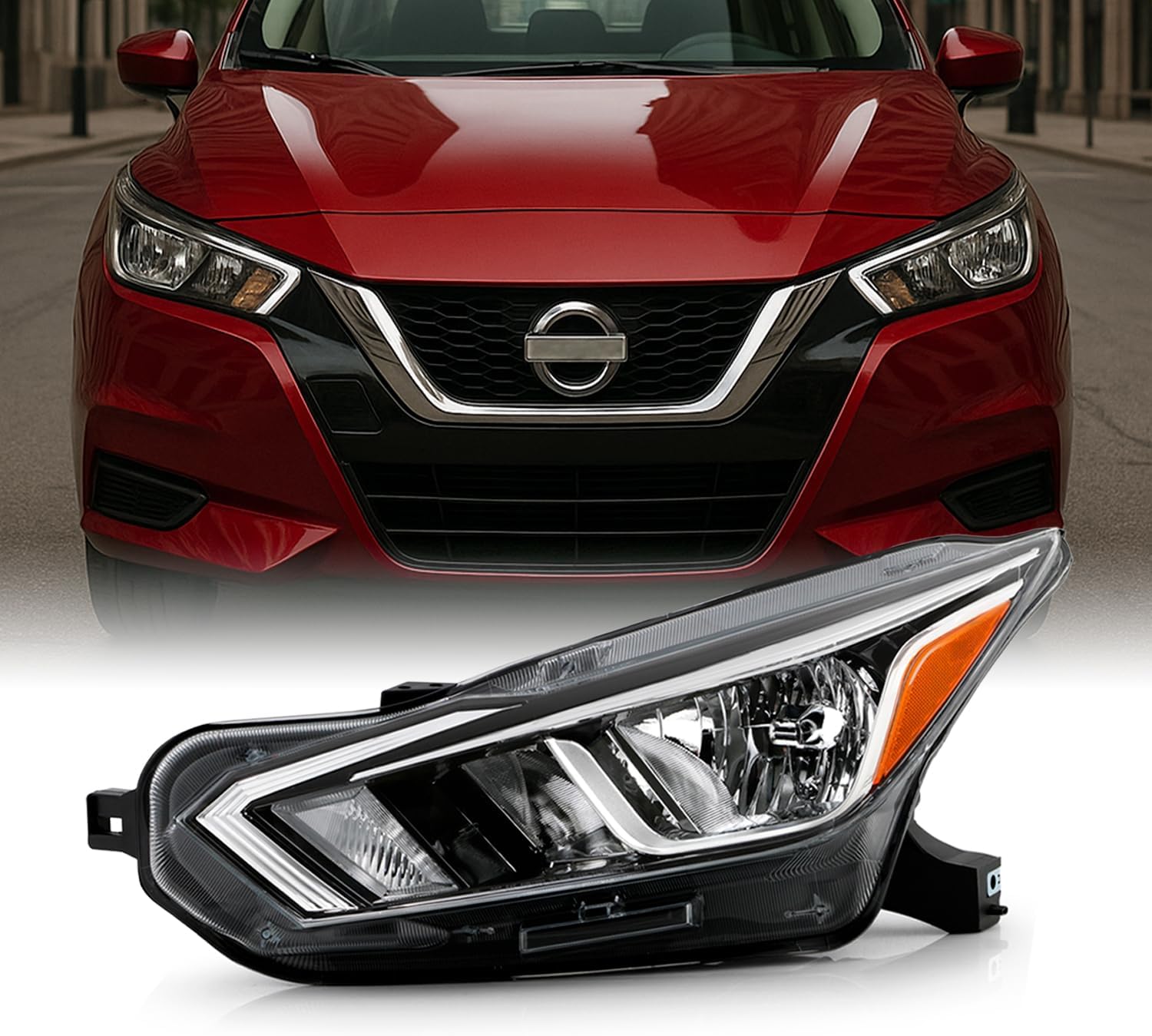 AKKON - Fits 2020 2023 Nissan Versa Base S SV Halogen Model OE Left Side Headlights Housing Replacement