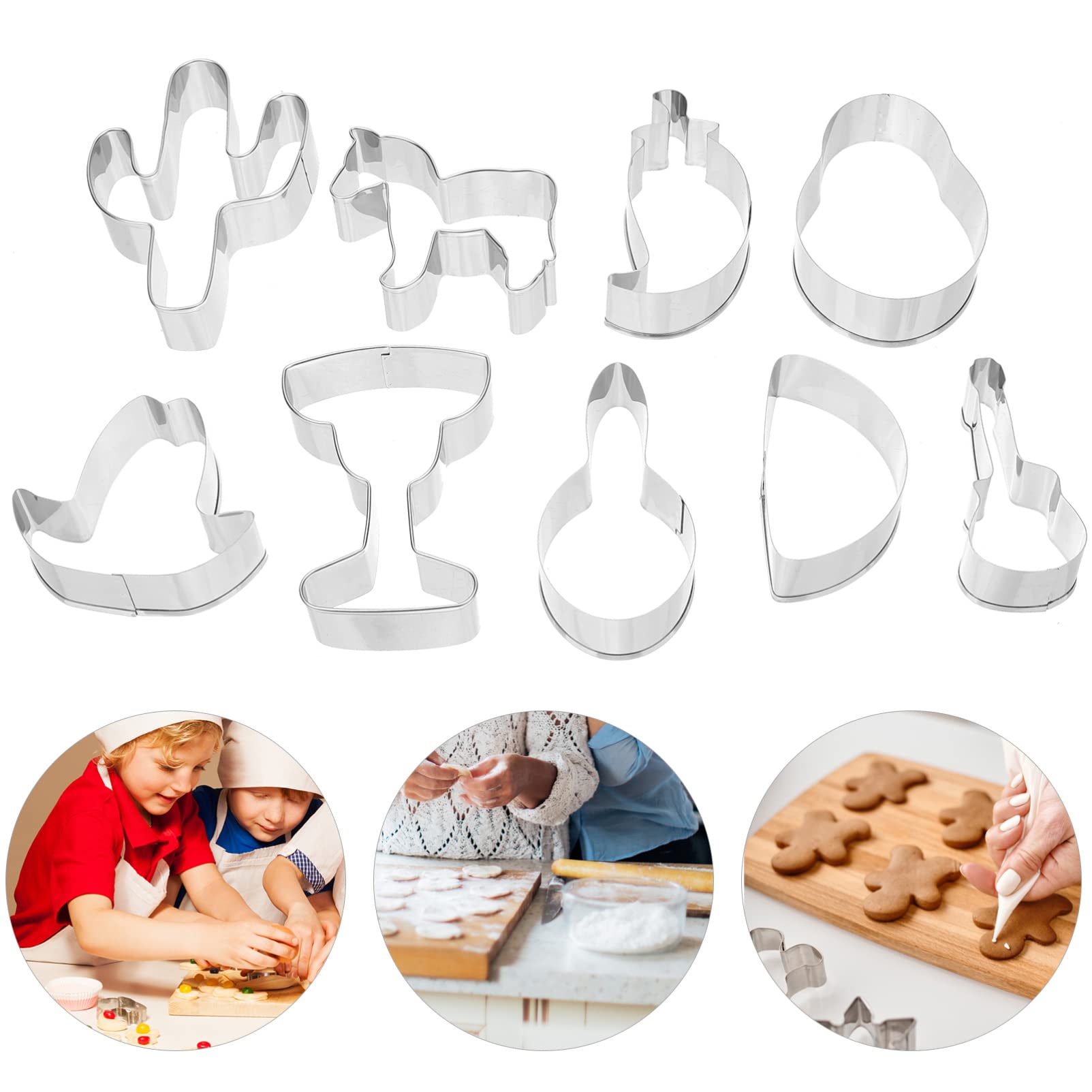 Cactus Cookie Cutter Set - 6 Piece Stainless Steel Metal Cutters, Different Shapes