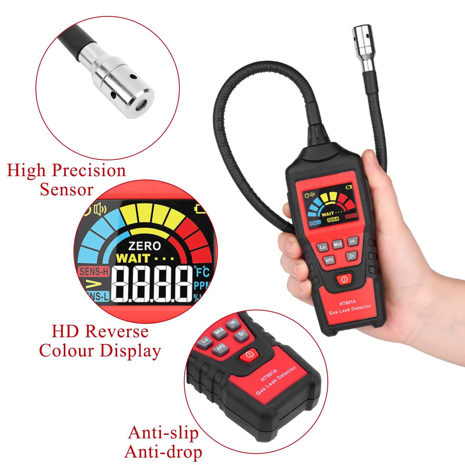 Detector de fugas de gas inflamable, Analizador portátil de probador de metano de propano inflamable, Detector de gas natural, Herramientas de emergencia para el hogar