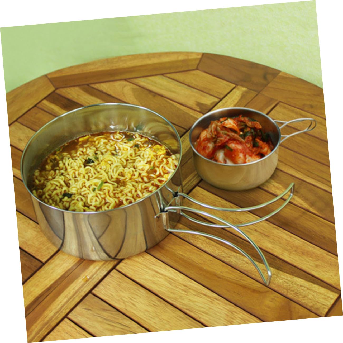 GALPADA 8stücke Kochgeschirr-Set Aus Edelstahl Für Outdoor Tragbarer Topf Picknick-Set Kombinations-Topf-schüssel-Set Mit Deckel Für Camping Grillen Und Wandern Silber
