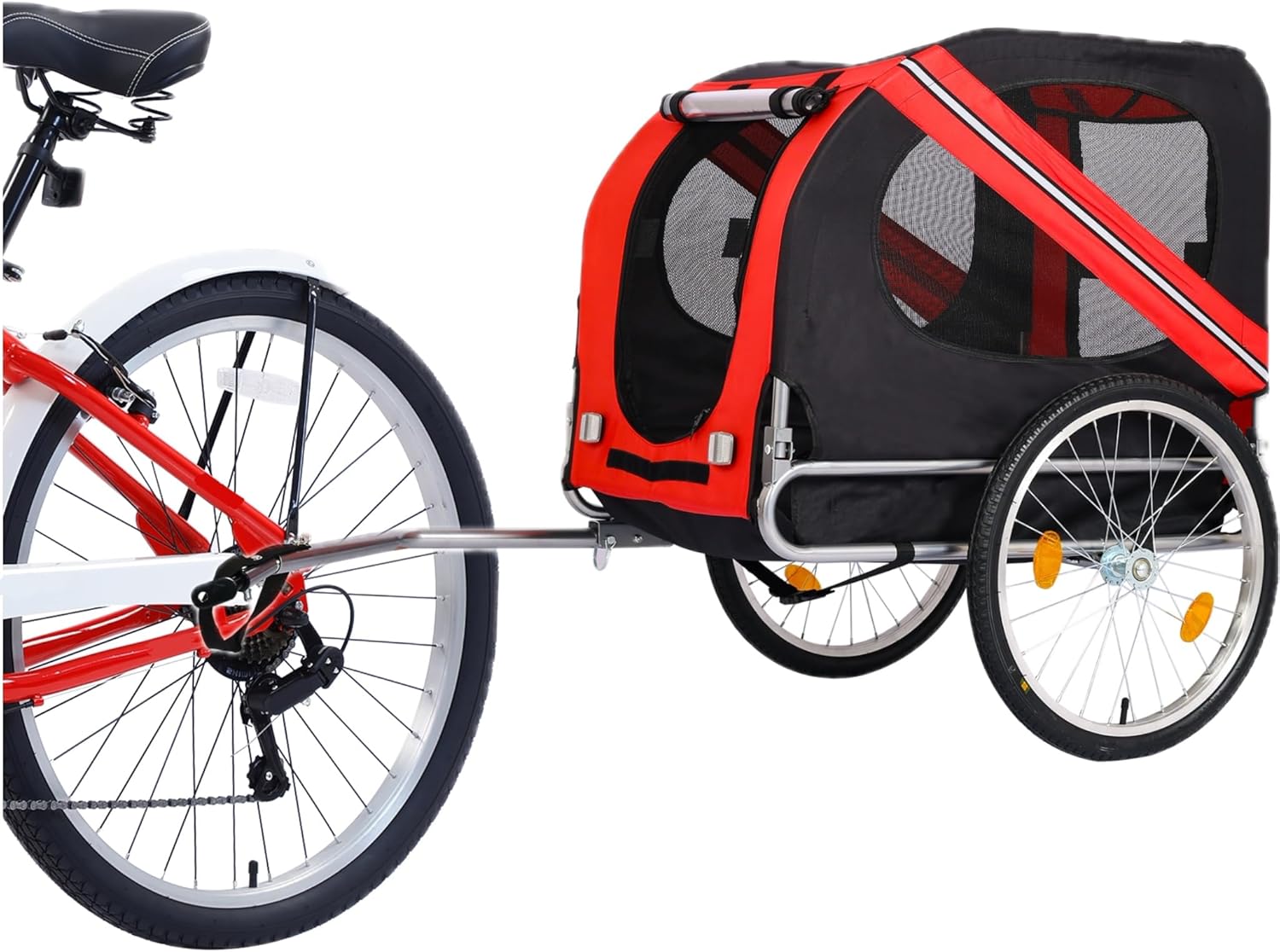 Dog Trailer for Bicycles, Dog Bike Trailer for Medium Dogs up to 44 lbs, Quick Set-up and Fold Down, Dog Buggy with Rain Cover and Reflectors