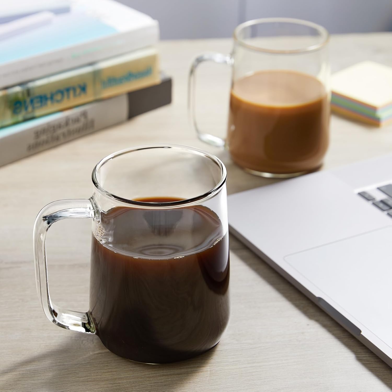 Large Glass Coffee Mugs, 20 oz Glass Coffee Cups Set of 2, Clear Borosilicate Glass Mugs with Handles for Cappuccino, Tea, Latte, Hot/Cold Beverages, Wine, Americano thumbnail