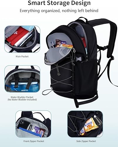 Miniatura 3 de ECOHUB Mochila pequeña de senderismo para hombres y mujeres, mochilas de viaje ligeras de 20 litros, resistentes al agua, para acampar, ciclismo,