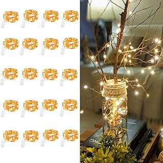 20 Pack LED Fairy Lights Battery Operated String Lights - 3.3ft 20 LED,Copper Wire Warm White | Wedding,Party Centerpieces,Table Decor | DIY Crafts,Graduation,Home Decor | Mason Jars Décor