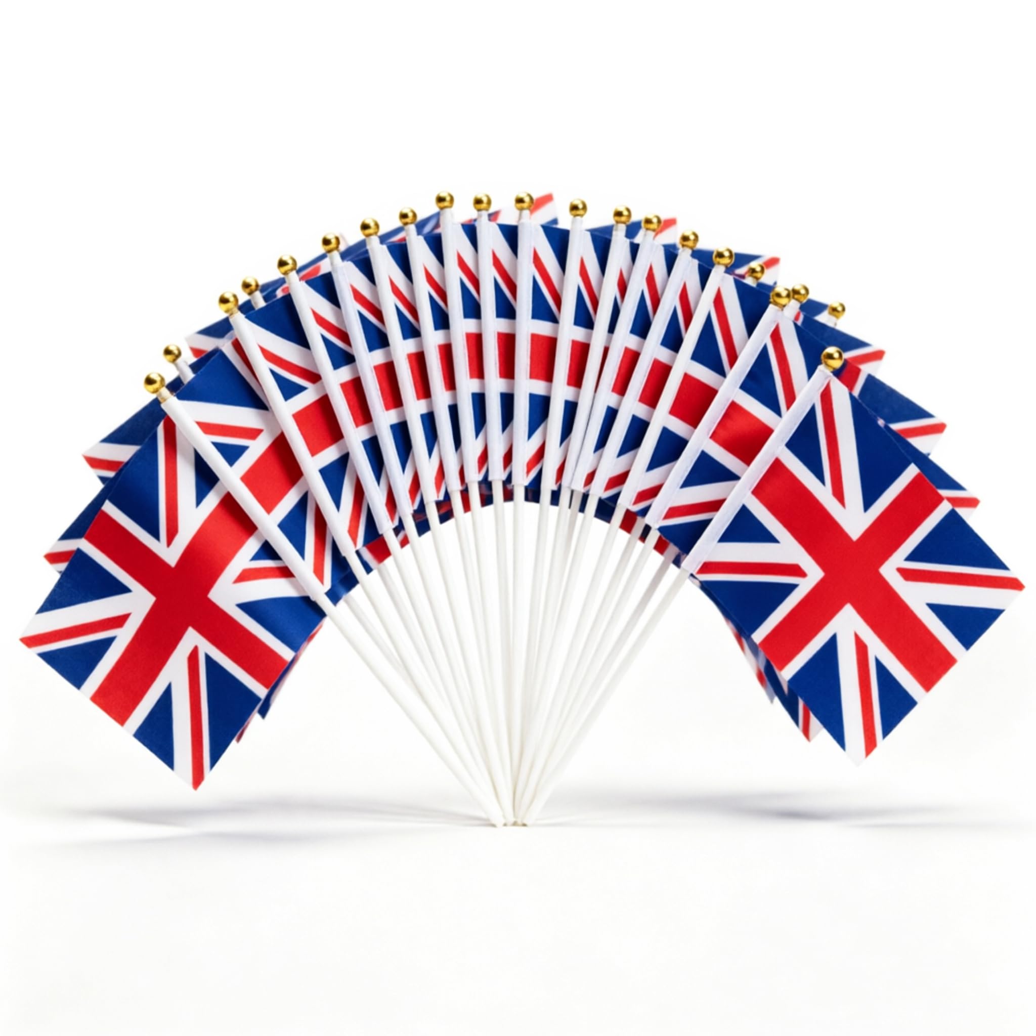 Union Jack Flags on Sticks 20 Pcs - Hand Held British Flags 21x14cm — image 1