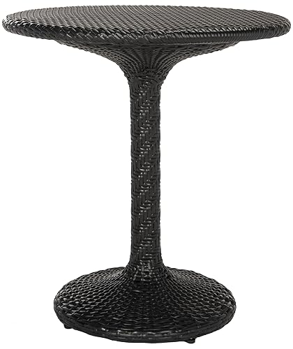 SAFAVIEH Outdoor Collection Bilson Black Rattan Rattan Bistro Table