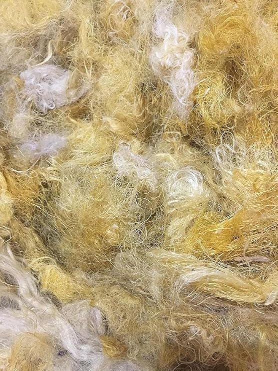 Knitsilk Premium A-Grade Mulberry Silk: Hand-Dyed Yellow & White Silk Fibers for Needle Felting, Wet Felting, Spinning, Knitting, and Sewing - 500 Grams Mulberry Fiber Silk Yarn