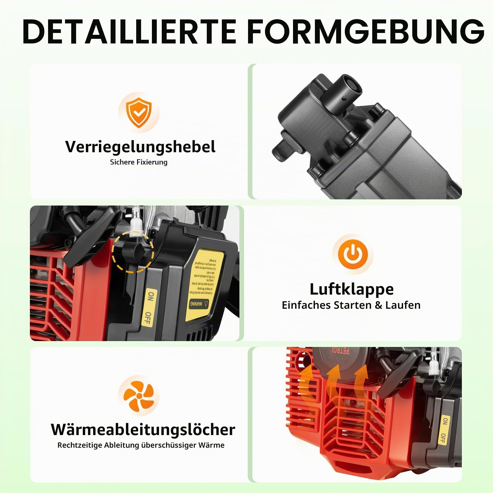 52cc 2takt GrabenfräSe Benzin Garten Baum Bagger 1900w, HandgefüHrte GartenbaumgräBer Baumpflanzschaufel FüR Garten Bauernhof Pflanzschaufel, Rot