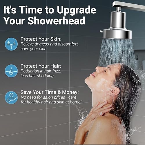 Miniatura 2 de Cabezal de ducha filtrado para cabello y piel más saludables elimina el cloro y los metales pesados, alta presión, 6 ajustes de modo, filtro de