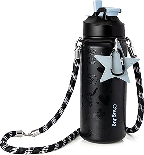Insulated Water Bottle 32 oz with Strap, Leak-Proof Stainless Steel Wate...