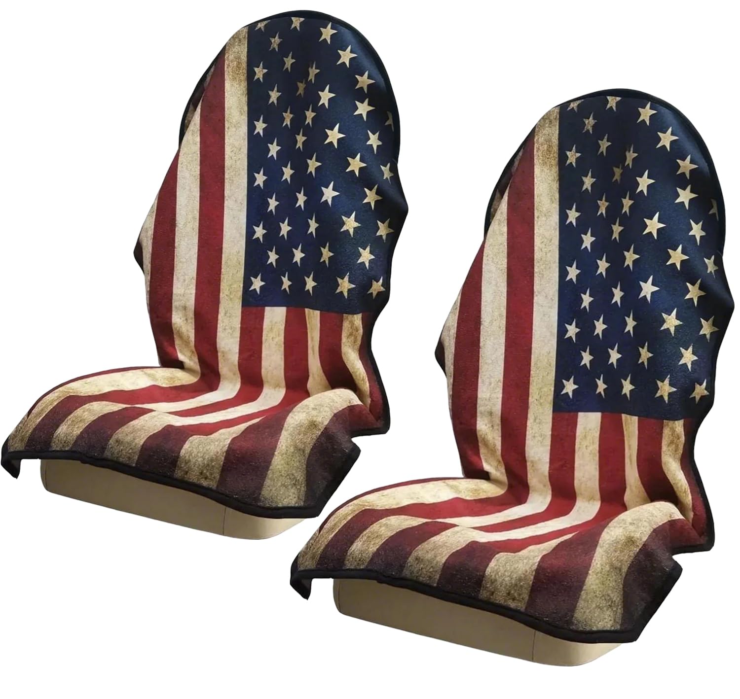 Car Seat Covers 2pcs Waterproof Towel Car Seat Cover Universal Fit for Most Trucks SUV Fitness Athletes Pets Gym and Water Sport，American Flag Design