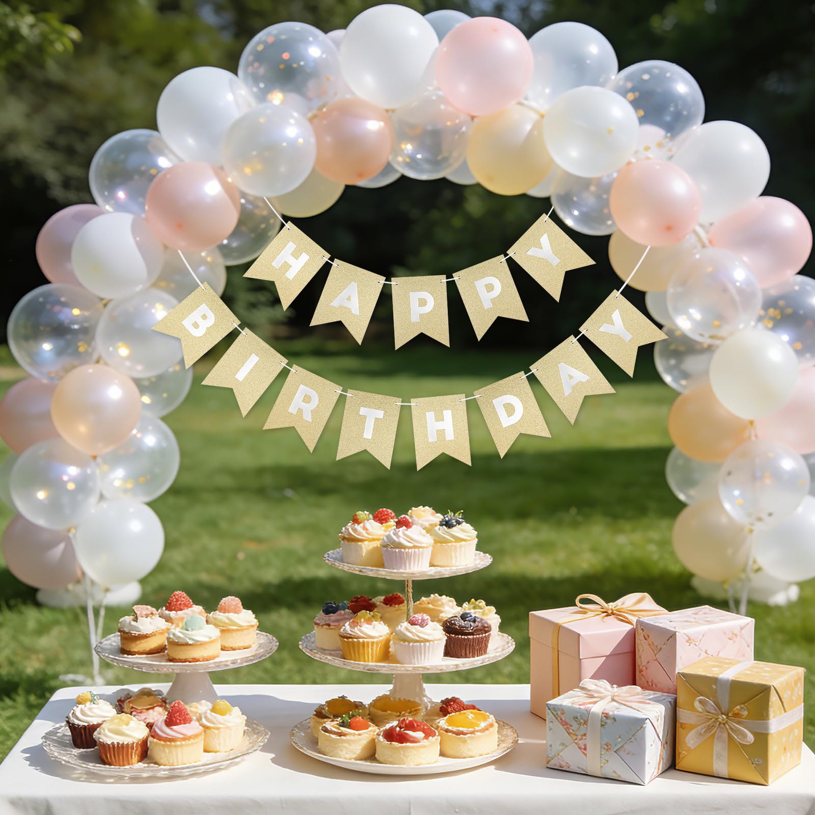 MYHOGOOD Glitter Happy Birthday Banner,Birthday Party Garland Bunting Banner,Shimmering Swallowtail Flag Glitter Happy Birthday Banners for Women Men Adults Kids Party Decorations and Supplies(Gold) - Image 7
