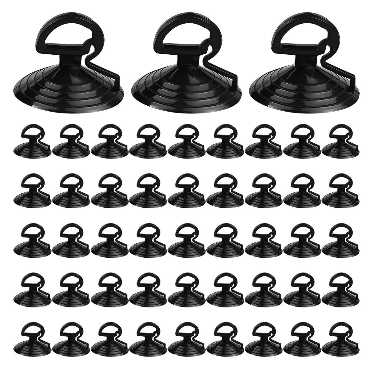 BESULEN Car Glass Windshield Sunshade Suction Cups, 48 Pcs Black PVC Small Sucker for Auto Sunshade, Reusable Suction Cups for Kitchen Bathroom Office Glass Window, Car Accessories (Black)