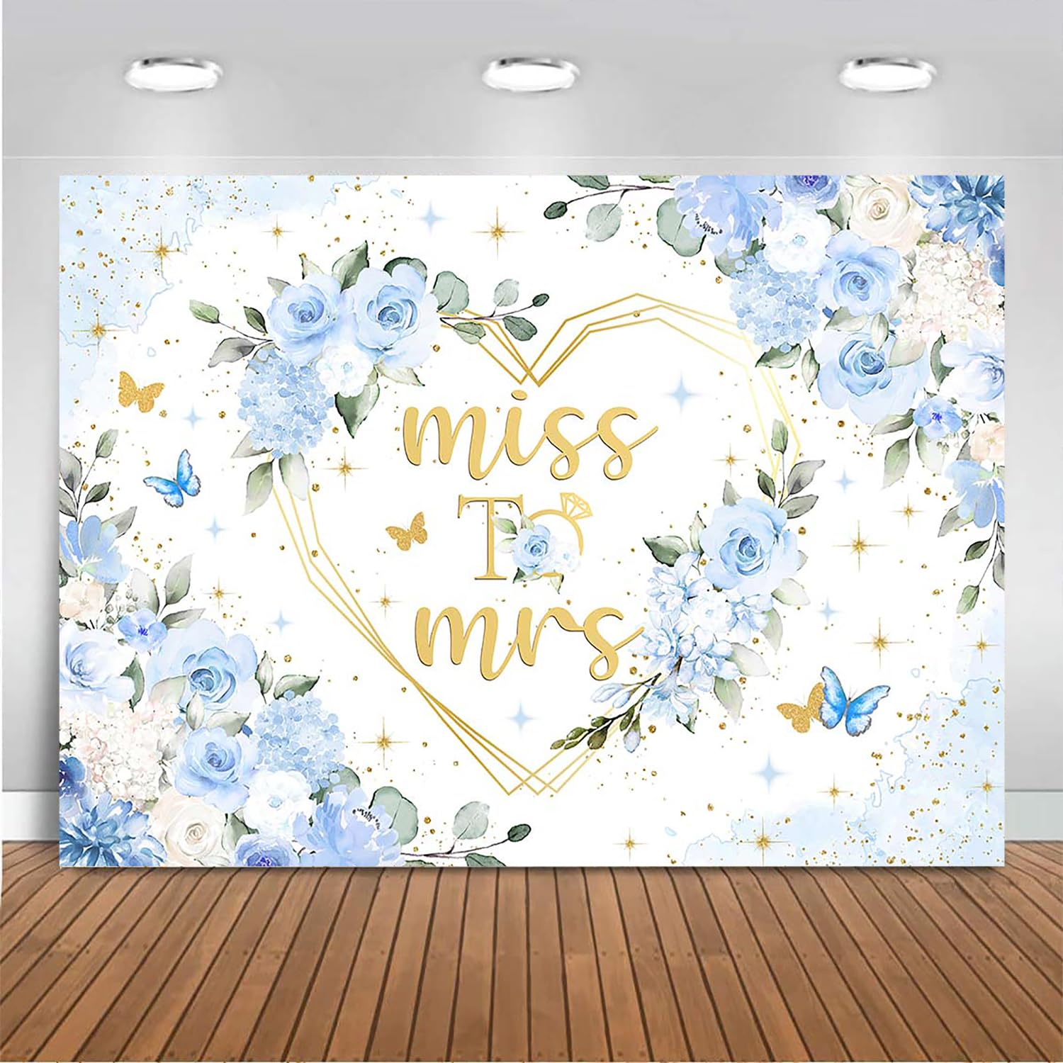 Fotohintergrund 'Miss To Mrs' – Boho Chic Mit Blumen, 240x180 Cm, Vinyl, Für Hochzeiten & Partys
