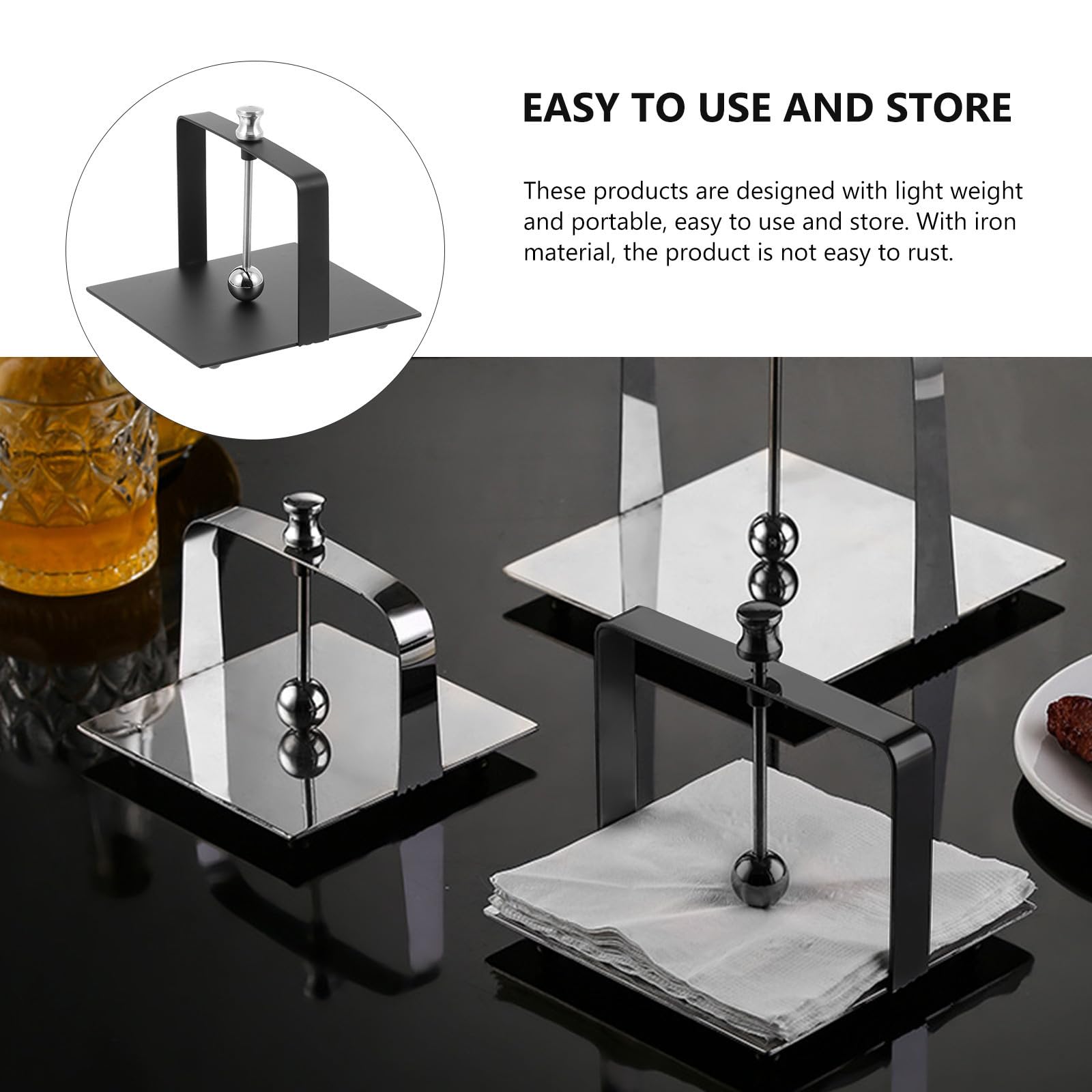 UKCOCO Servilletero de Acero Inoxidable para Mantener Orden Diseño Minimalista y Elegante Negro, Soporte de Pie Freestanding para Baño y del Hogar