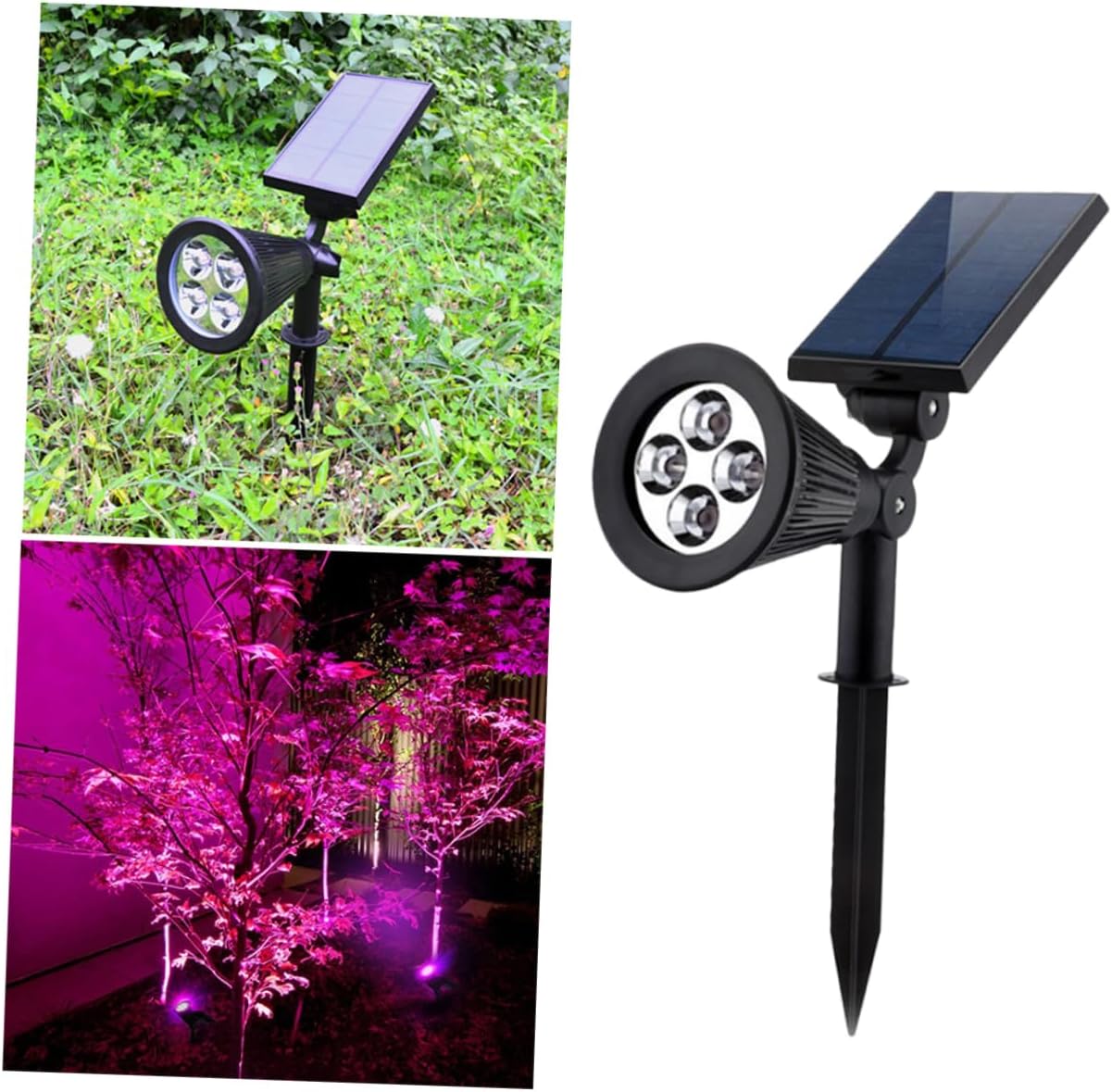 TEHAUX 2Pcs RGB Solar Spotlights with LEDs for Outdoor Lawn and Patio Ground Plug Landscape Lighting Auto Off for Garden