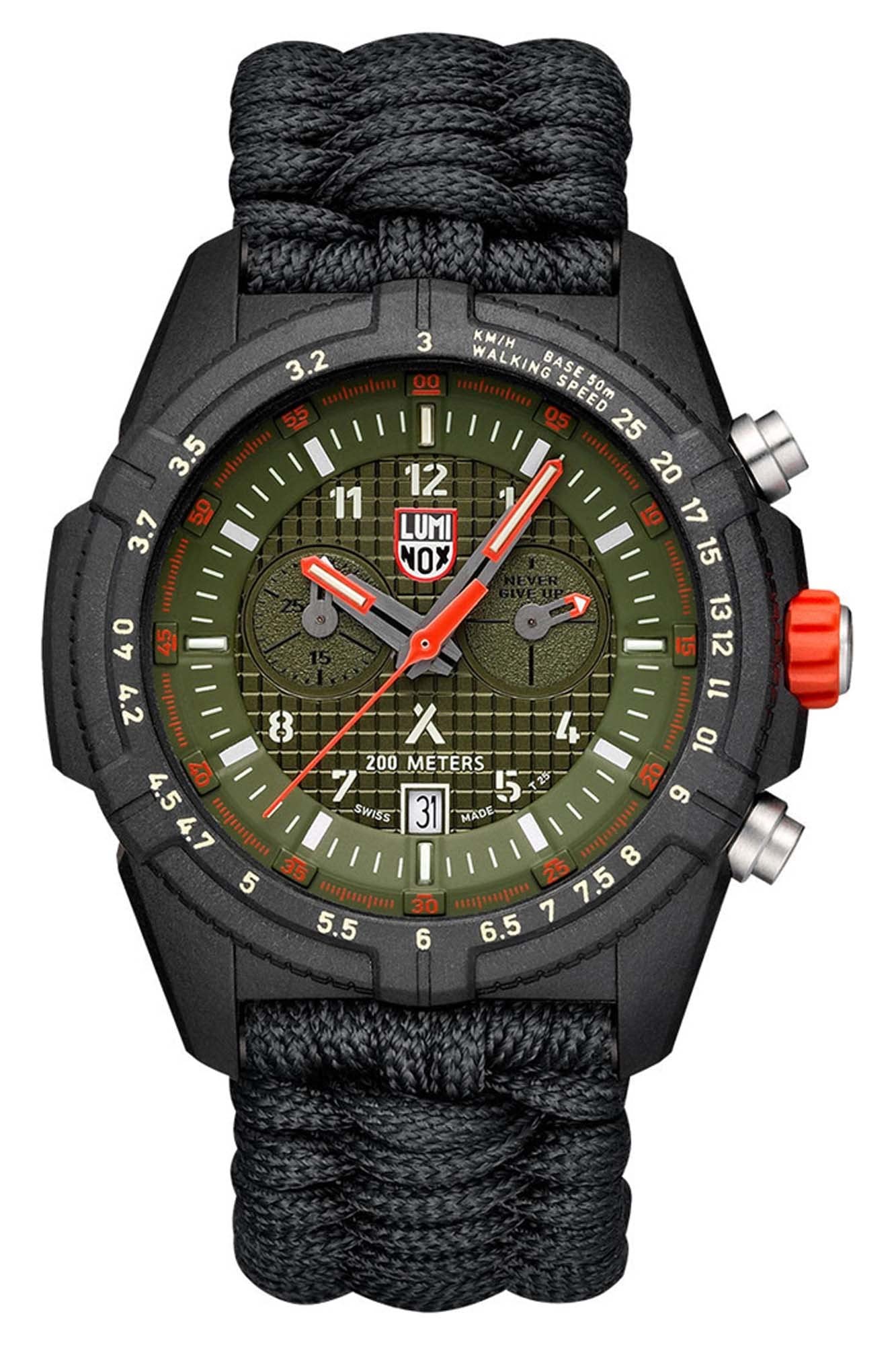 Luminox Męski analogowy szwajcarski mechanizm kwarcowy zegarek z bransoletką NATO tekstylną bransoletka XB.3797.KM, czarny, nowoczesny