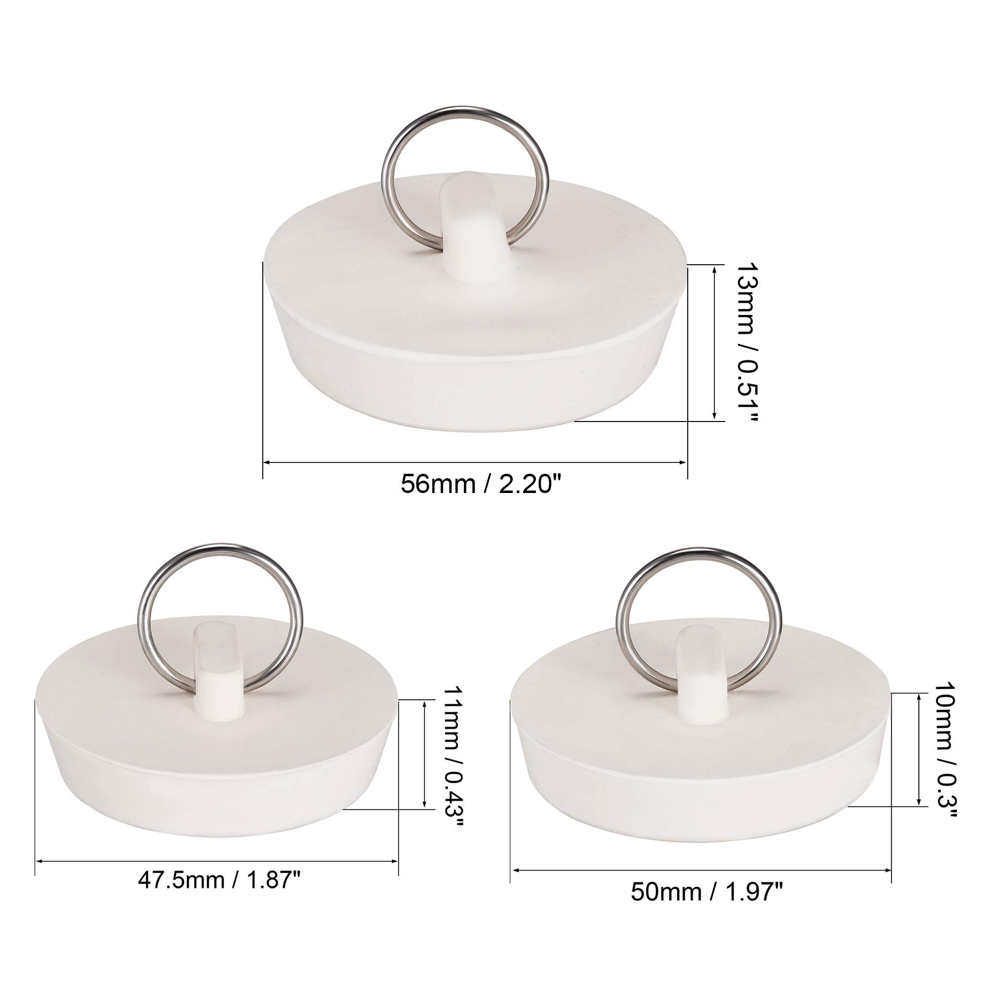 Sourcing Map Lot De 3 Bouchons D'évier En Caoutchouc Transparent Pour Bonde De 3,8 Cm à 4,8 Cm Avec Anneau De Suspension Pour Baignoire, Cuisine Et Salle De Bain