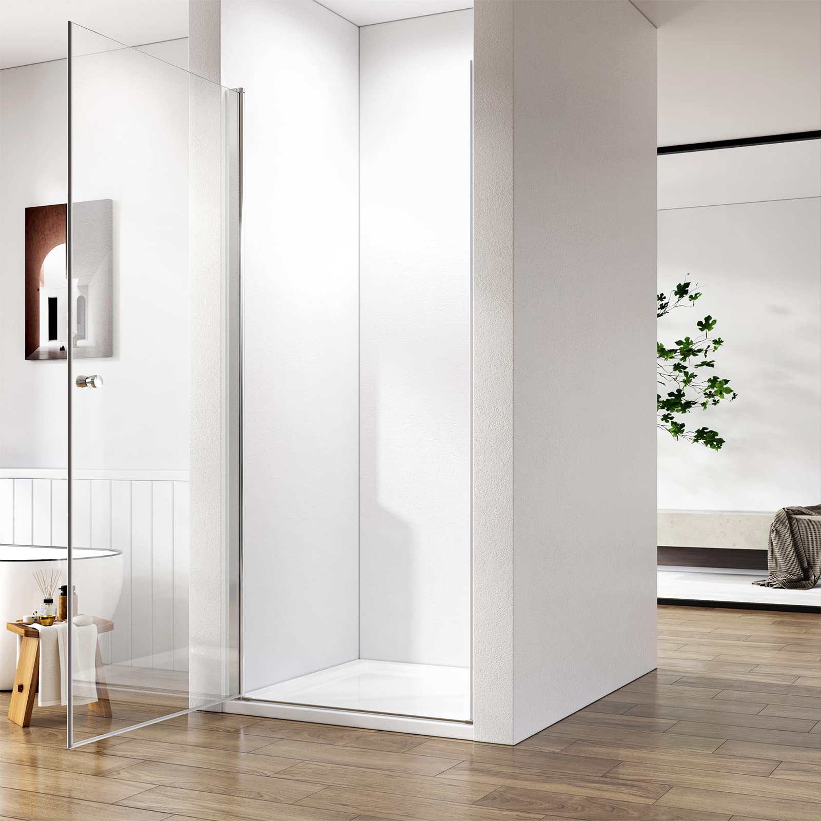 Heilmetz 80cm Nischentür Duschabtrennung Schwingtür Dusche Pendeltür Duschwand 6mm Klar Sicherheitsglas mit Nano Beschichtung Duschtür Höhe 185cm