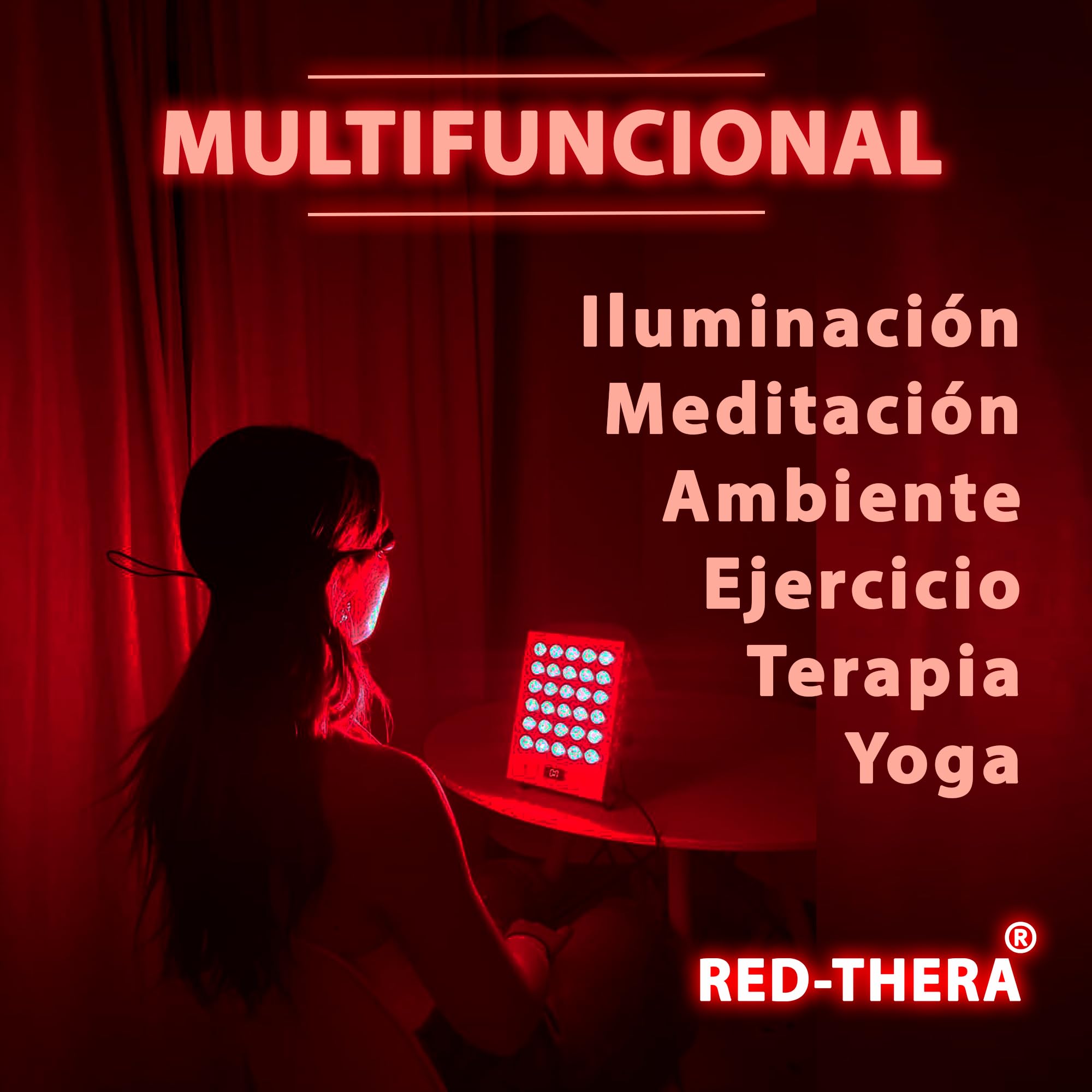 Panel Luz Roja e Infrarroja Cuerpo y Rostro (NIR 660nm/850nm) Lámpara luz roja terapia. Rejuvenecimiento piel, ritmos circadianos, musculatura y articulaciones.
