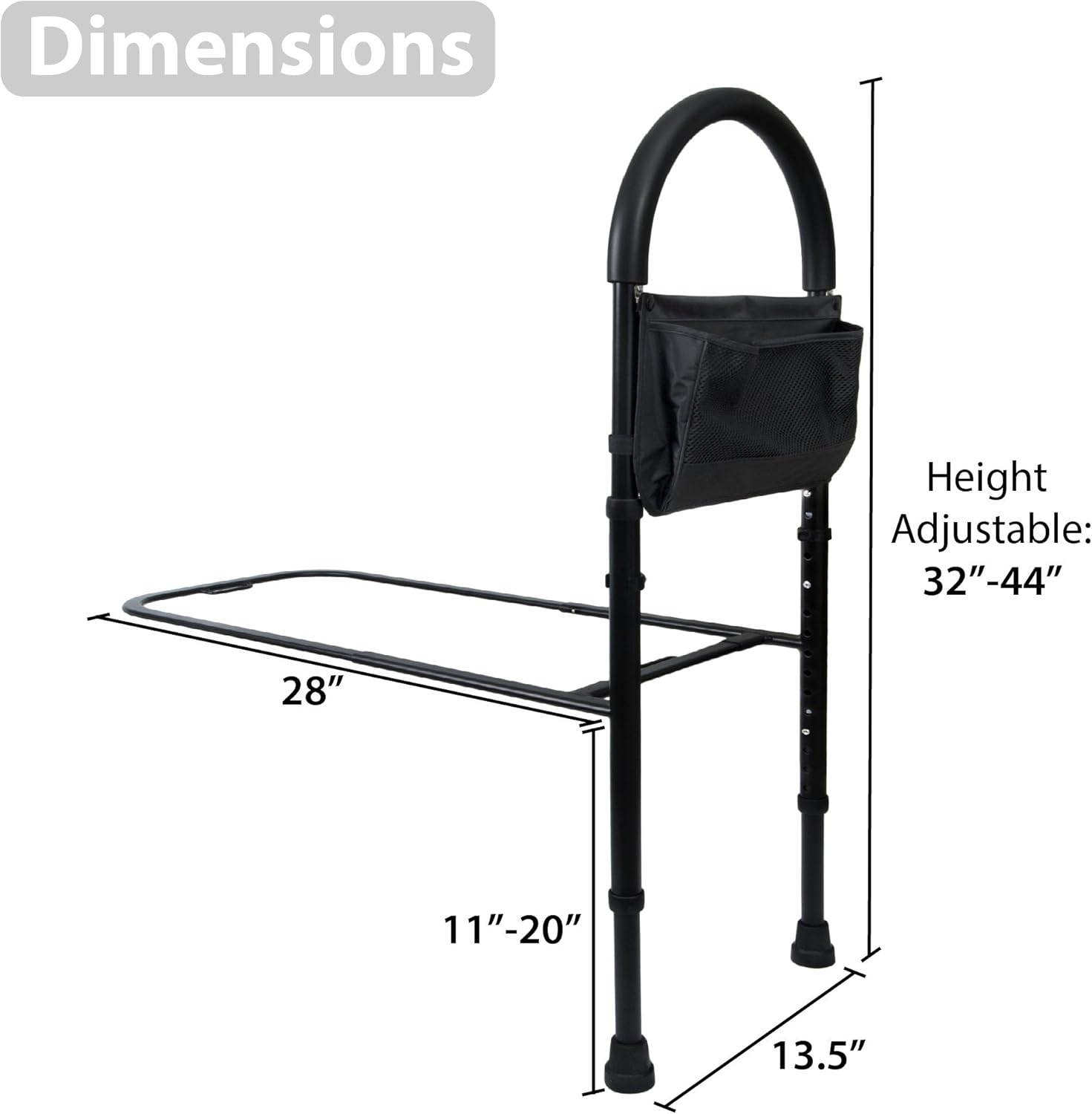 Vaunn Medical Overbed Bedside Table and Bed Rail Grab Bar Handle Bundle : Health & Household